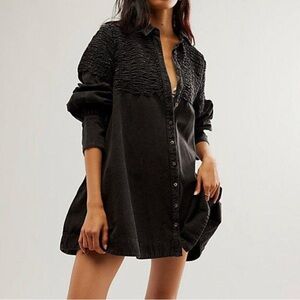 Free People Denim Find Me Now Mini Dress Black XL